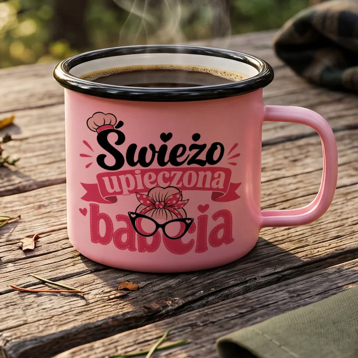 Kubek Emaliowany Na Pierwszy Dzień Babci Prezent Dla Babci Kobiety: Radość Nowej Babci