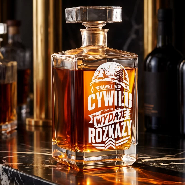 Karafka Do Whisky z Grawerem Dla Wojskowego Prezent Na Przysięgę Wojskową: Wojskowy Honor Karafka Do Whisky z Grawerem Dla Wojskowego Prezent Na Przysięgę Wojskową: Wojskowy Honor
