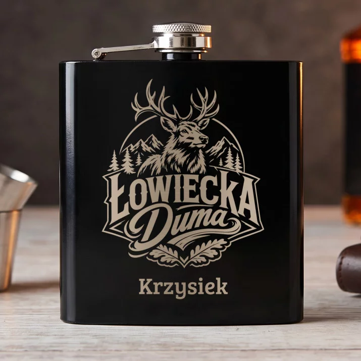 Piersiówka Z Grawerem Dla Myśliwego Prezent Dla Mężczyzny: Duma Łowcy Piersiówka Z Grawerem Dla Myśliwego Prezent Dla Mężczyzny: Duma Łowcy