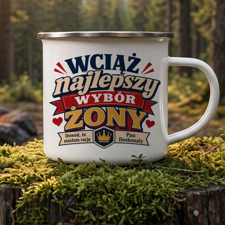 Kubek Emaliowany Na Rocznicę Ślubu Prezent Na Walentynki Dla Mężczyzny: Męska Duma I Humor Kubek Emaliowany Na Rocznicę Ślubu Prezent Na Walentynki Dla Mężczyzny: Męska Duma I Humor