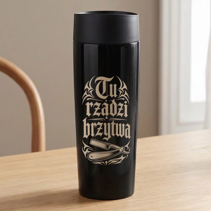 Kubek Termiczny Dla Barbera Prezent Dla Mężczyzny: Tu Rządzi Brzytwa –
