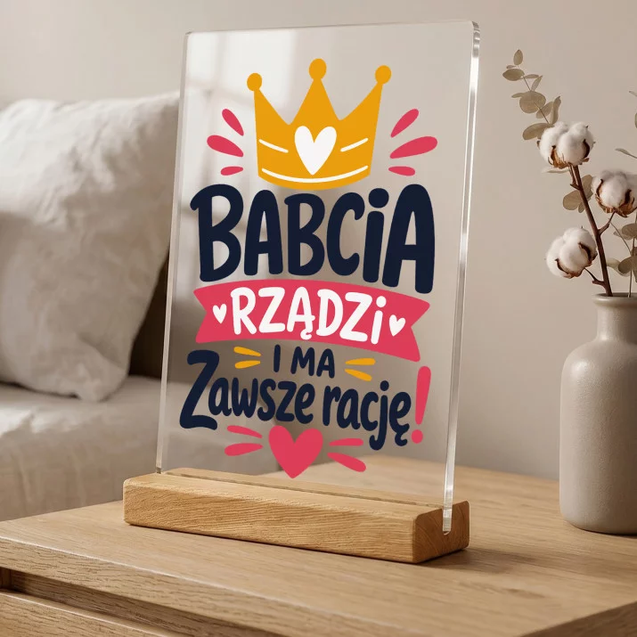 Druk Na Szkle Dla Babci Prezent Na Dzień Babci Dla Kobiety: Babcia Rządzi Zawsze Druk Na Szkle Dla Babci Prezent Na Dzień Babci Dla Kobiety: Babcia Rządzi Zawsze