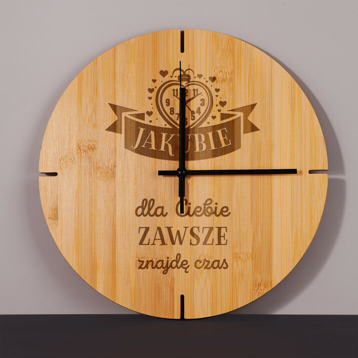 Dla ciebie zawsze znajdę czas - Zegar ścienny bambusowy