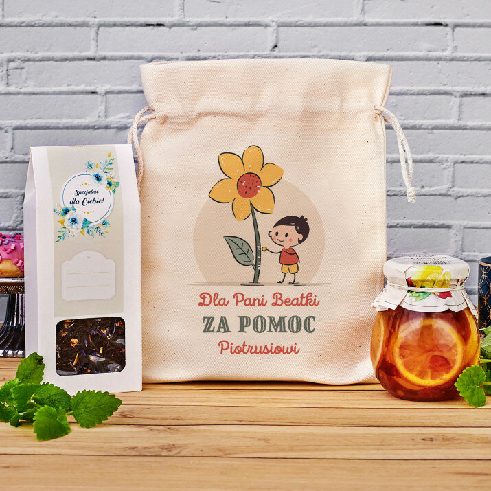 Dla przedszkolanki za pomoc - Zestaw Herbaciany w Woreczku