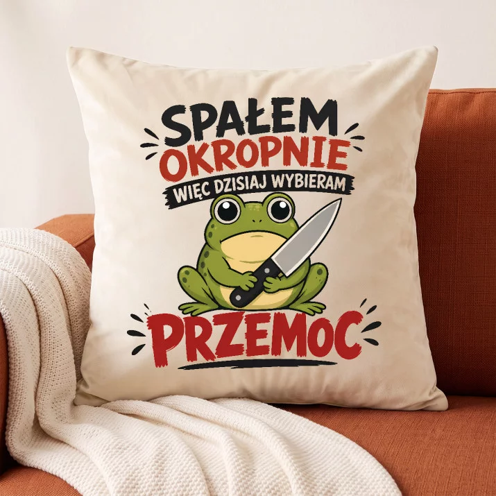 Poduszka Dekoracyjna Dla Kolegi Prezent Dla Mężczyzny: Urocza Żaba Z Pazurem Poduszka Dekoracyjna Dla Kolegi Prezent Dla Mężczyzny: Urocza Żaba Z Pazurem