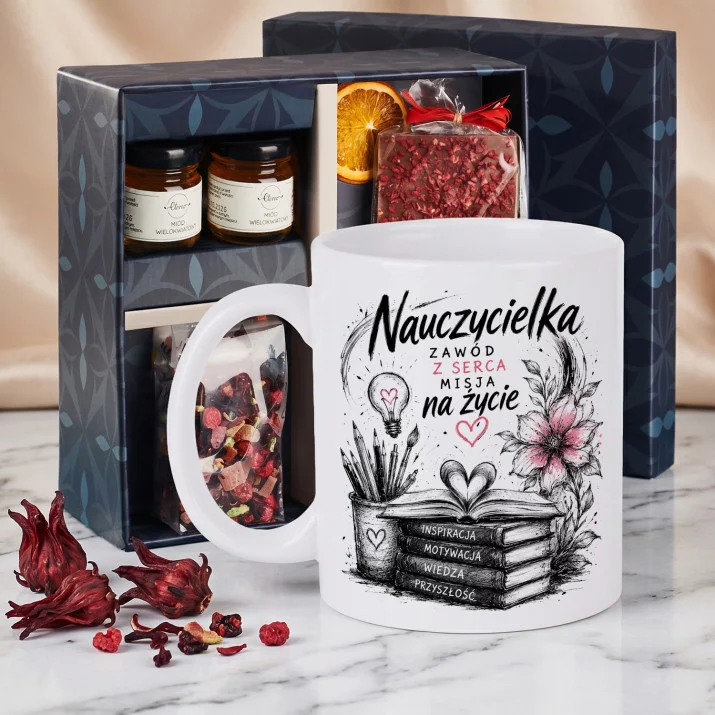 Zestaw Prezenowy Z Kubkiem Dla Nauczycielki Na Dzień Nauczyciela: Zawód Z Serca Zestaw Prezenowy Z Kubkiem Dla Nauczycielki Na Dzień Nauczyciela: Zawód Z Serca