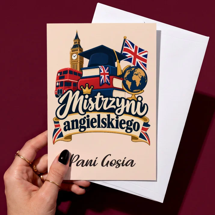 Kartka Personalizowana Dla Nauczycielki Angielskiego Prezent Na Dzień Nauczyciela Dla Kobiety: Mistrzyni Angielskiego Kartka Personalizowana Dla Nauczycielki Angielskiego Prezent Na Dzień Nauczyciela Dla Kobiety: Mistrzyni Angielskiego