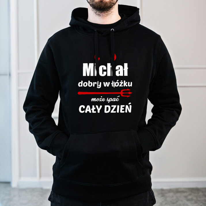 Dobry w łóżku - Bluza męska czarna z kapturem