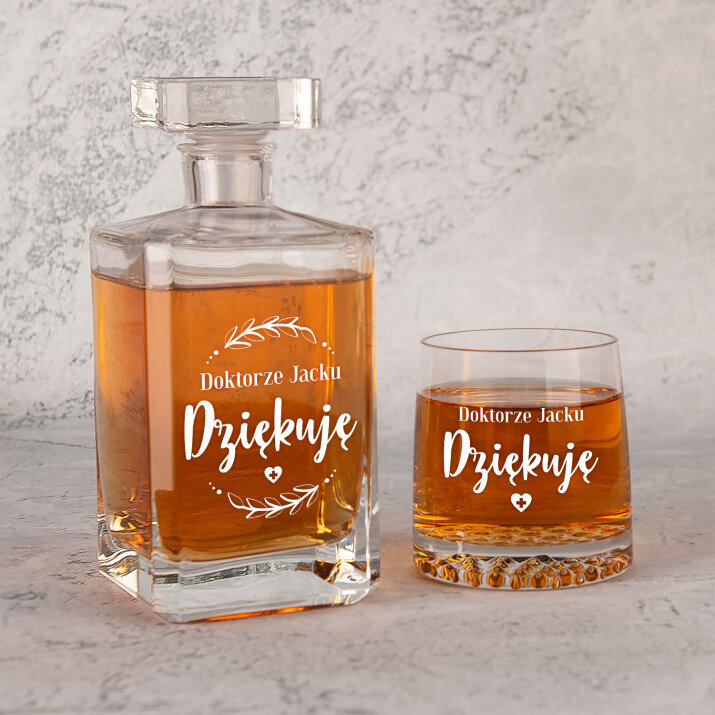  doktorze dziękuję - Zestaw Grawerowana Karafka 0,7 i Szklanki Do Whisky