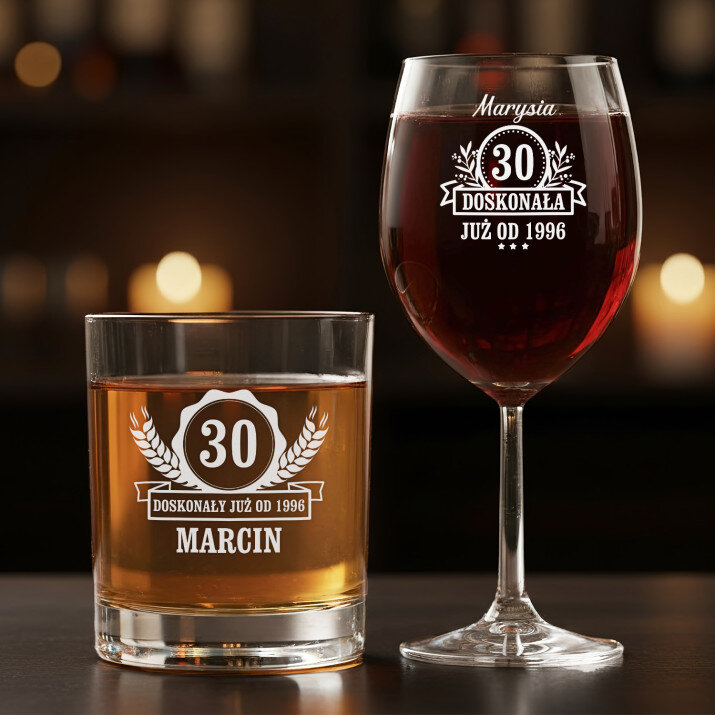 Doskonali od - Zestaw kieliszek do wina i szklanka do whisky