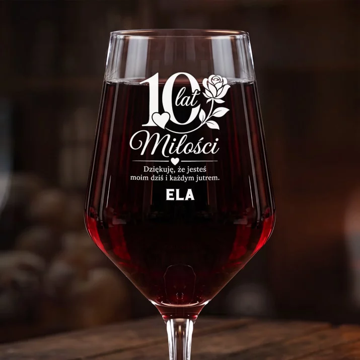 Mega Kieliszek Do Wina z Grawerem Na 10 Rocznicę Ślubu Prezent Dla Kobiety: 10 Lat Miłości Mega Kieliszek Do Wina z Grawerem Na 10 Rocznicę Ślubu Prezent Dla Kobiety: 10 Lat Miłości
