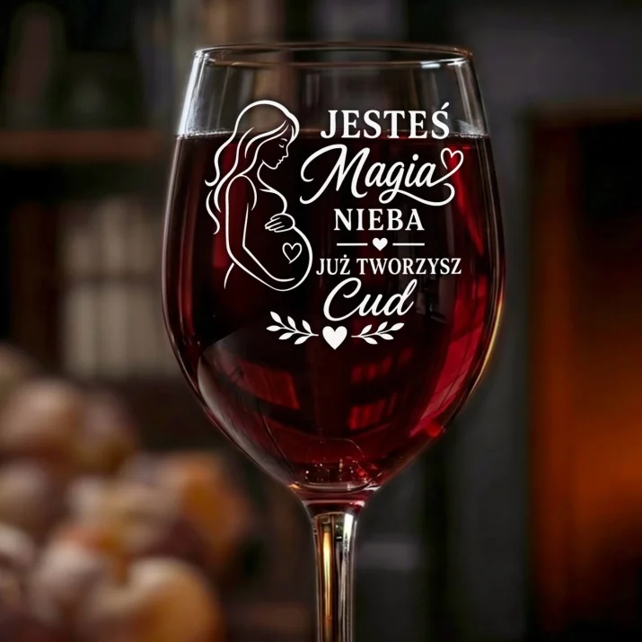 Kieliszek Do Wina Dla Ciężarnej Prezent Na Dzień Mamy Dla Kobiety: Jesteś Magią Nieba Kieliszek Do Wina Dla Ciężarnej Prezent Na Dzień Mamy Dla Kobiety: Jesteś Magią Nieba