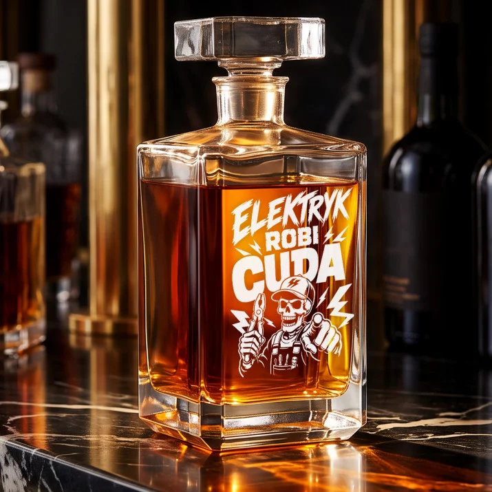Karafka Do Whisky z Grawerem Dla Elektryka Prezent: Bezczelny Elektryk Karafka Do Whisky z Grawerem Dla Elektryka Prezent: Bezczelny Elektryk