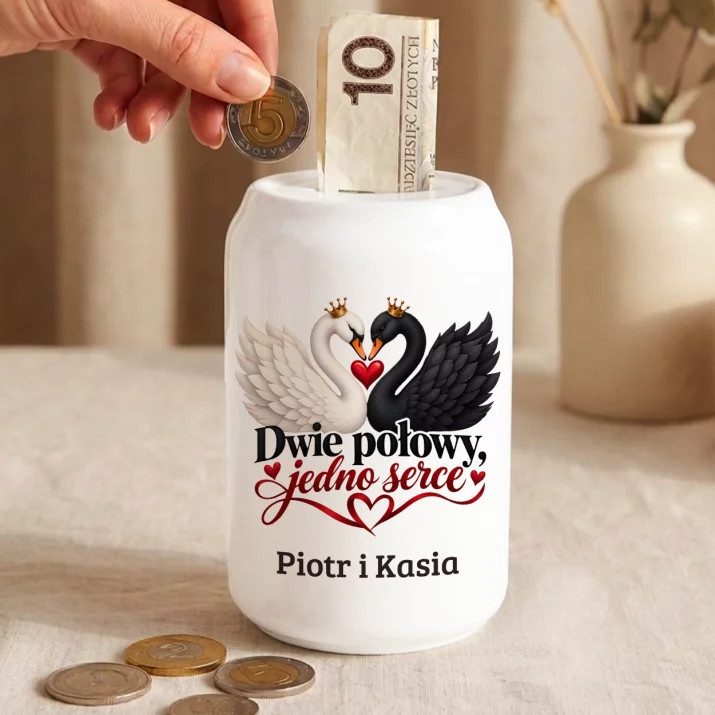 Skarbonka Dla Dwojga Prezent Dla Pary: Dwie Połowy, Jedno Serce Skarbonka Dla Dwojga Prezent Dla Pary: Dwie Połowy, Jedno Serce
