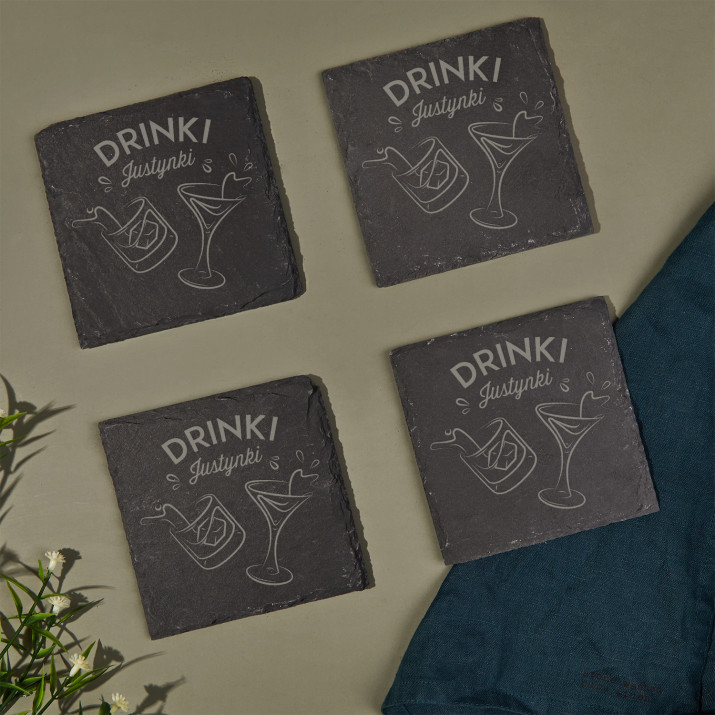 Drinki - Zestaw podkładek z łupka