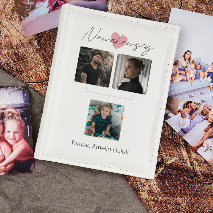 Drzewo rodzinne kolaż 3 osoby - Personalizowany Album na zdjęcia