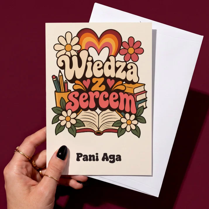 Kartka Personalizowana Dla Nauczycielki Prezent Na Dzień Nauczyciela Dla Kobiety: Wiedza Z Sercem Kartka Personalizowana Dla Nauczycielki Prezent Na Dzień Nauczyciela Dla Kobiety: Wiedza Z Sercem