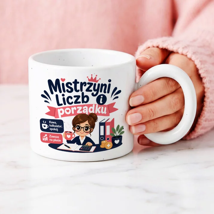 Kubek Z Okrągłym Uchem Dla Księgowej Prezent Dla Kobiety: Bilansowa Elegancja Kubek Z Okrągłym Uchem Dla Księgowej Prezent Dla Kobiety: Bilansowa Elegancja