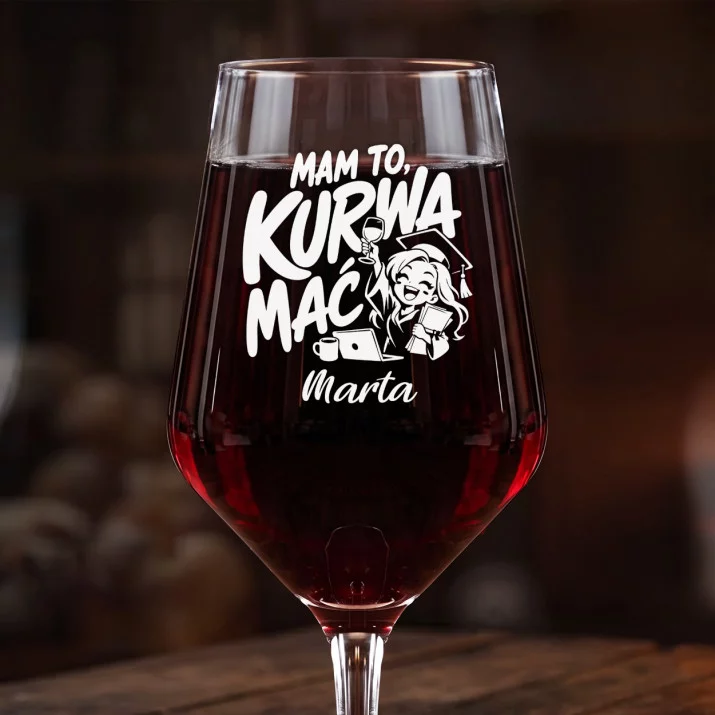 Mega Kieliszek Do Wina z Grawerem Na Obronę Licencjatu Prezent Dla Kobiety: Mam To Mega Kieliszek Do Wina z Grawerem Na Obronę Licencjatu Prezent Dla Kobiety: Mam To