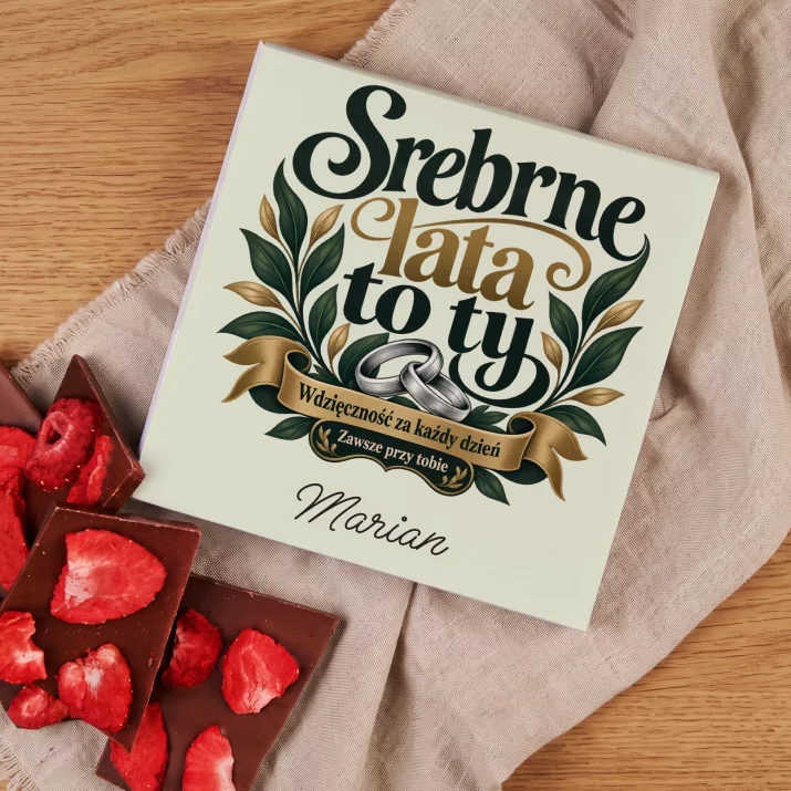 Czekolada z Truskawkami Na 25 Rocznicę Ślubu Prezent Dla Mężczyzny: Srebrne Lata To Ty Czekolada z Truskawkami Na 25 Rocznicę Ślubu Prezent Dla Mężczyzny: Srebrne Lata To Ty