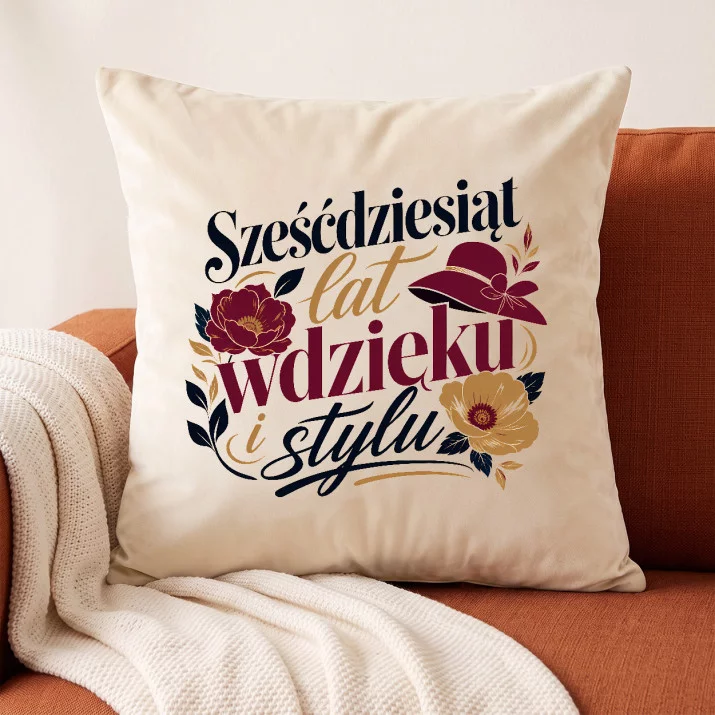 Poduszka Dekoracyjna Dla 60 Latki Prezent Na 60 Urodziny Dla Kobiety: Dojrzała Elegancja Poduszka Dekoracyjna Dla 60 Latki Prezent Na 60 Urodziny Dla Kobiety: Dojrzała Elegancja