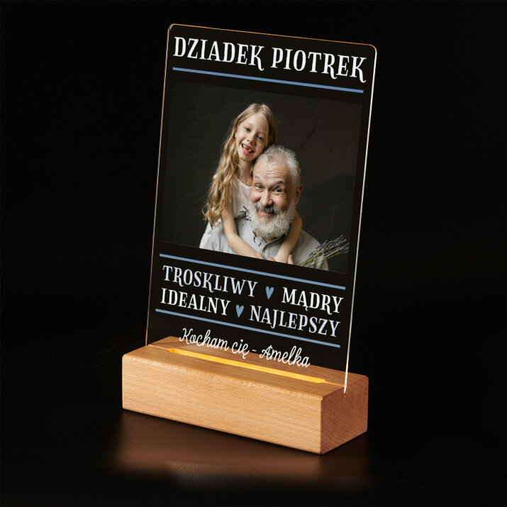 Dziadek cechy - Wydruk na szkle akrylowym z podstawką led