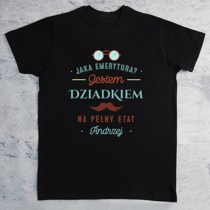 Dziadek na pełny etat - Czarna koszulka męska