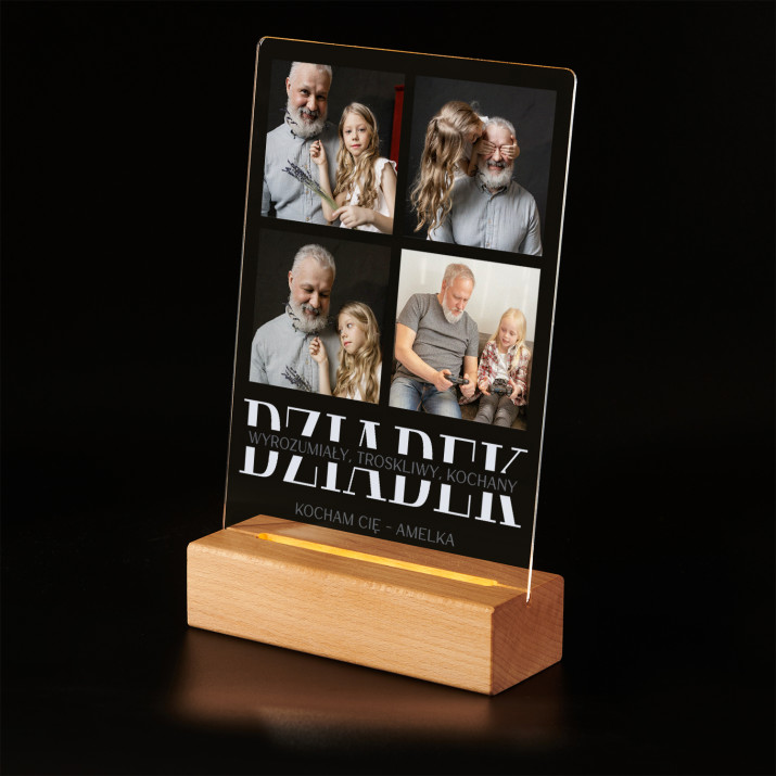 Dziadek - Wydruk na szkle akrylowym z podstawką led