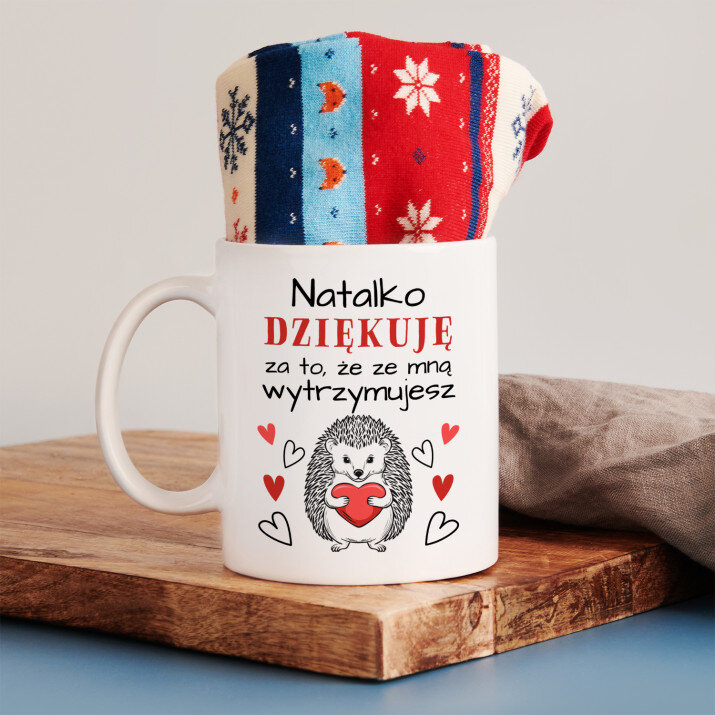 Dziękuję, że wytrzymujesz - Zimowe skarpetki w kubku