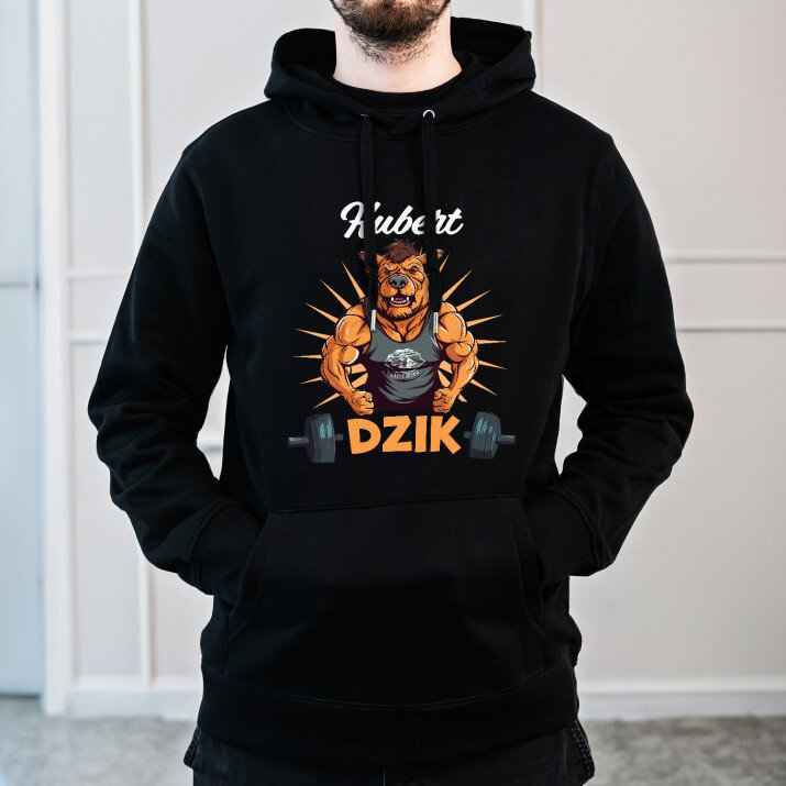 Dzik - Bluza męska czarna z kapturem