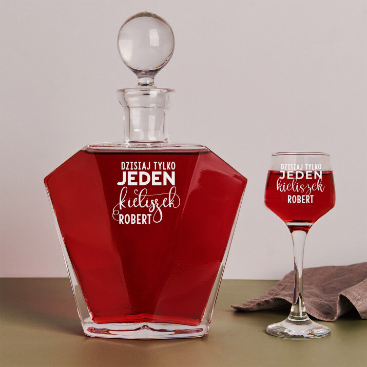 Dzisiaj tylko jeden - zestaw: grawerowana karafka i kieliszki