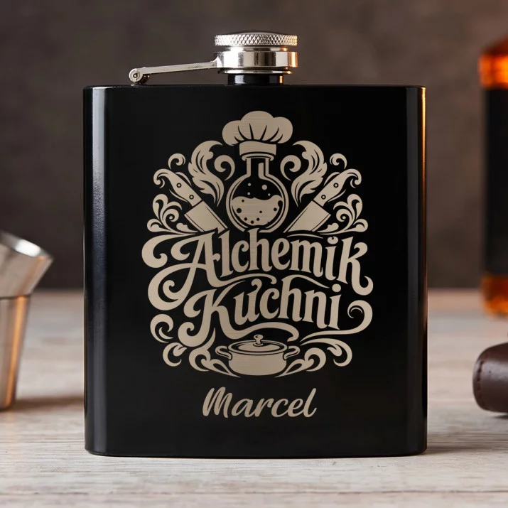 Piersiówka Z Grawerem Dla Kucharza Prezent Dla Mężczyzny: Alchemik Kuchni Piersiówka Z Grawerem Dla Kucharza Prezent Dla Mężczyzny: Alchemik Kuchni