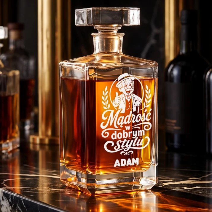 Karafka Do Whisky z Grawerem Dla Seniora Prezent Dla Mężczyzny: Mądrość W Dobrym Stylu