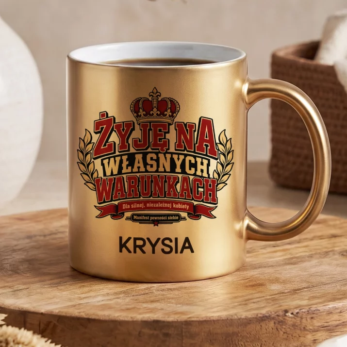Złoty Kubek Na Gwiazdkę Prezent Dla Kobiety: Żyję Na Własnych