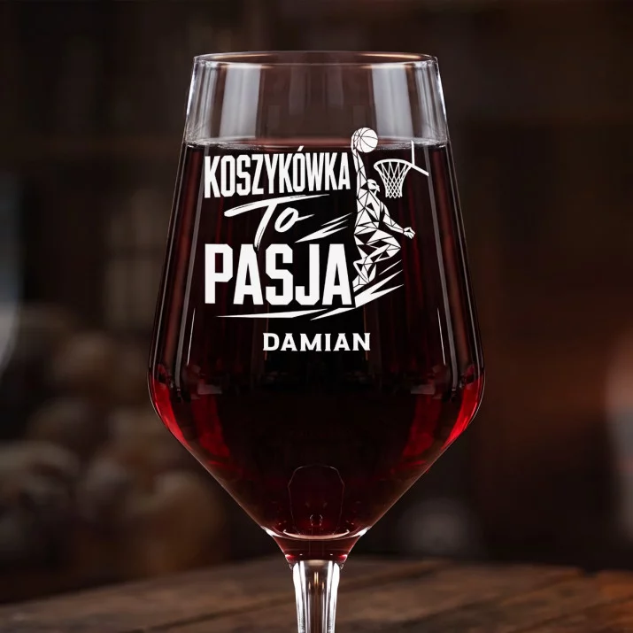 Mega Kieliszek Do Wina z Grawerem Dla Fana Koszykówki Prezent Dla Mężczyzny: Koszykówka To Pasja