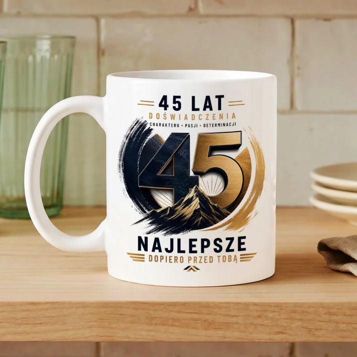 Kubek Z Nadrukiem Na 45 Urodziny Prezent Dla Mężczyzny: 45 Lat Doświadczenia Kubek Z Nadrukiem Na 45 Urodziny Prezent Dla Mężczyzny: 45 Lat Doświadczenia