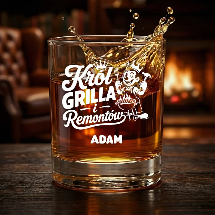 Szklanki Do Whisky z Grawerem Dla Ojca Prezent Na Dzień Ojca Dla Mężczyzny: Król Grilla I Remontów Szklanki Do Whisky z Grawerem Dla Ojca Prezent Na Dzień Ojca Dla Mężczyzny: Król Grilla I Remontów