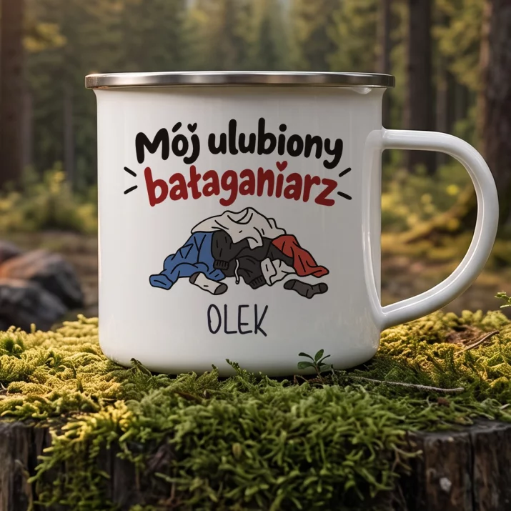Kubek Emaliowany Na Walentynki Prezent Na Rocznicę Dla Mężczyzny: Mój Ulubiony Bałaganiarz Kubek Emaliowany Na Walentynki Prezent Na Rocznicę Dla Mężczyzny: Mój Ulubiony Bałaganiarz