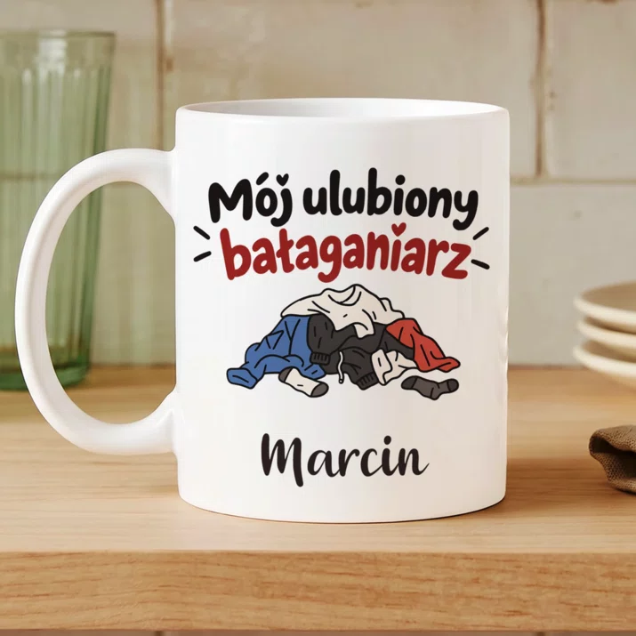 Kubek Personalizowany Na Walentynki Prezent Na Rocznicę Dla Mężczyzny: Mój Ulubiony Bałaganiarz Kubek Personalizowany Na Walentynki Prezent Na Rocznicę Dla Mężczyzny: Mój Ulubiony Bałaganiarz