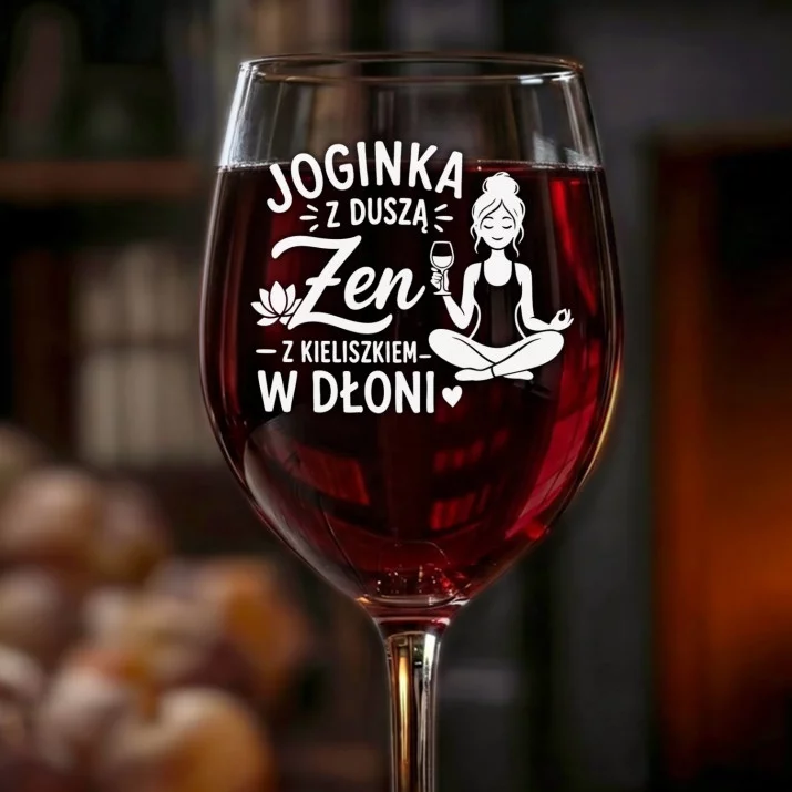 Kieliszek Do Wina Dla Joginki Prezent Dla Kobiety: Joginka Zen Z Kieliszkiem Kieliszek Do Wina Dla Joginki Prezent Dla Kobiety: Joginka Zen Z Kieliszkiem