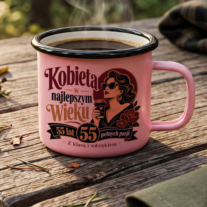 Kubek Emaliowany Dla 55 Latki Prezent Na 55 Urodziny Dla Kobiety: Dojrzała Elegancja Kubek Emaliowany Dla 55 Latki Prezent Na 55 Urodziny Dla Kobiety: Dojrzała Elegancja