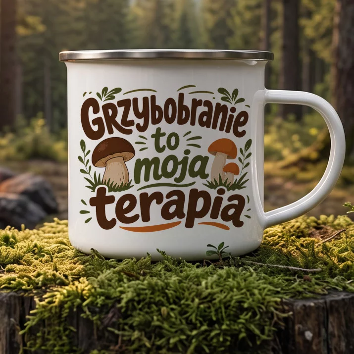 Kubek Emaliowany Dla Grzybiarza Prezent Dla Mężczyzny: Leśna Terapia Kubek Emaliowany Dla Grzybiarza Prezent Dla Mężczyzny: Leśna Terapia