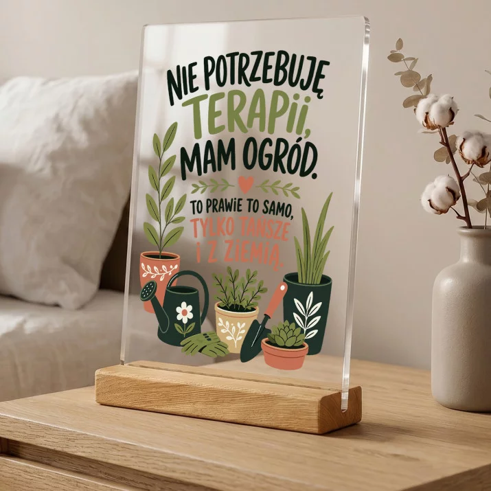 Druk Na Szkle Dla Ogrodniczki Prezent Dla Kobiety: Ogród Zamiast Terapii