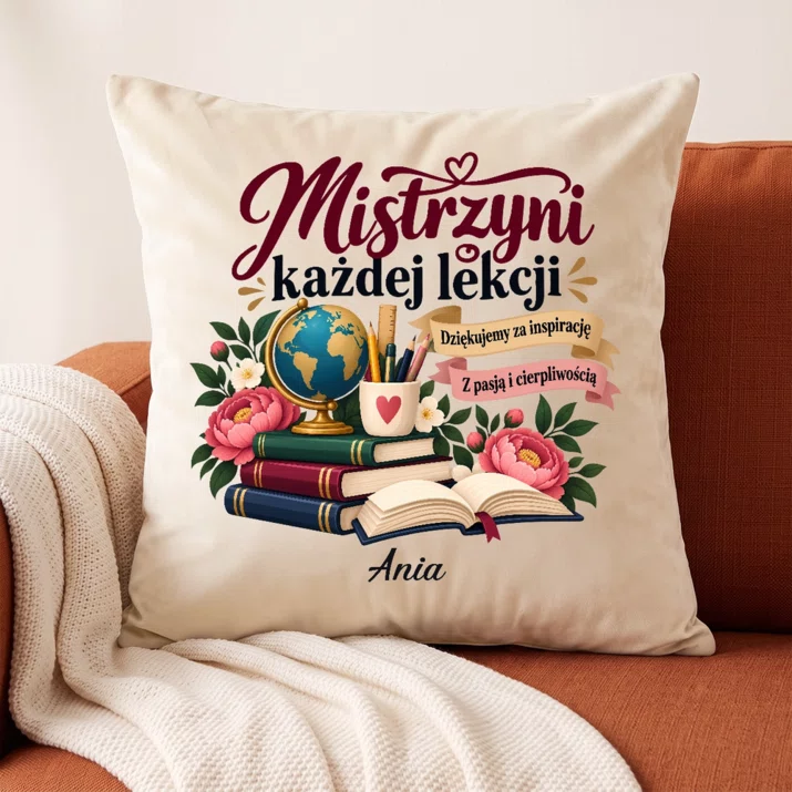 Poduszka Dekoracyjna Dla Nauczycielki Prezent Na Dzień Nauczyciela Dla Kobiety: Mistrzyni Każdej Lekcji