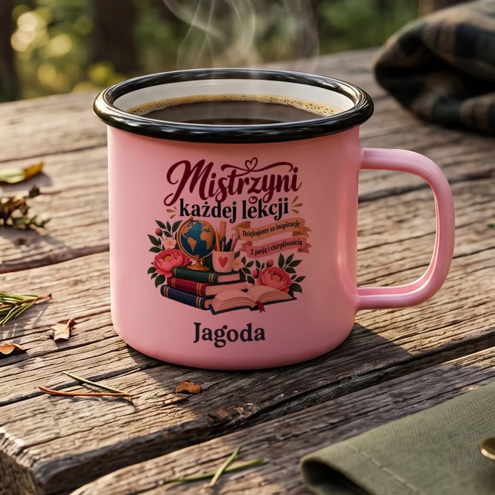 Kubek Emaliowany Dla Nauczycielki Prezent Na Dzień Nauczyciela Dla Kobiety: Mistrzyni Każdej Lekcji