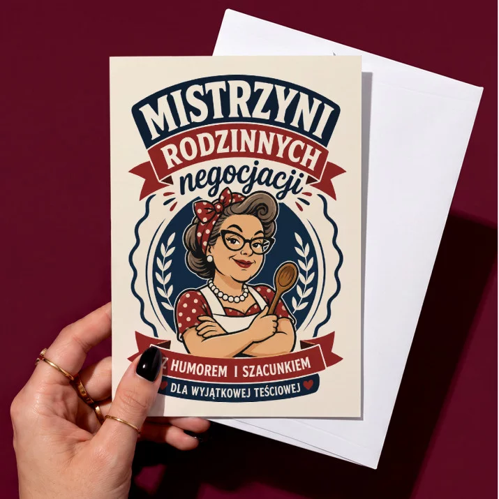 Kartka z Życzeniami Dla Teściowej Na Dzień Mamy Dla Kobiety: Vintage Maskotka Kartka z Życzeniami Dla Teściowej Na Dzień Mamy Dla Kobiety: Vintage Maskotka