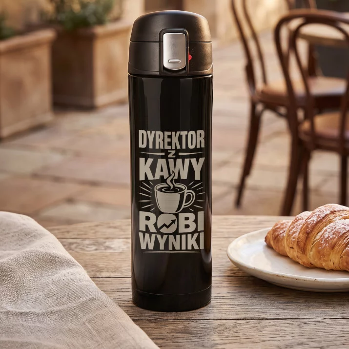 Kubek Termiczny 440ml Dla Dyrektora Prezent: Dyrektor Z Kawy Robi Wyniki