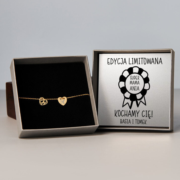 Edycja limitowana - Bransoletka pozłacana dwa serca