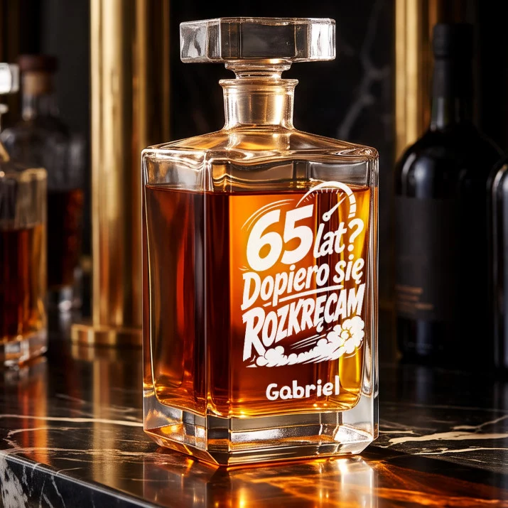 Karafka Do Whisky z Grawerem Dla 65 Latka Prezent Na 65 Urodziny Dla Mężczyzny: 65 Lat? Dopiero Się