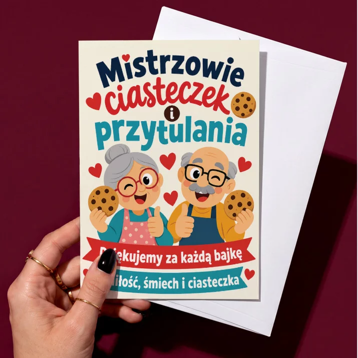 Kartka z Życzeniami Na Dzień Babci I Dziadka Przedszkole Dla Babci i Dziadka Pary: Mistrzowie Ciasteczek Kartka z Życzeniami Na Dzień Babci I Dziadka Przedszkole Dla Babci i Dziadka Pary: Mistrzowie Ciasteczek